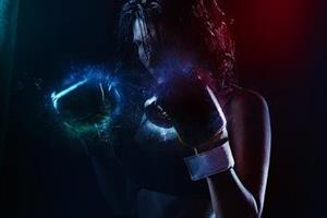 Female boxer ready for a fight